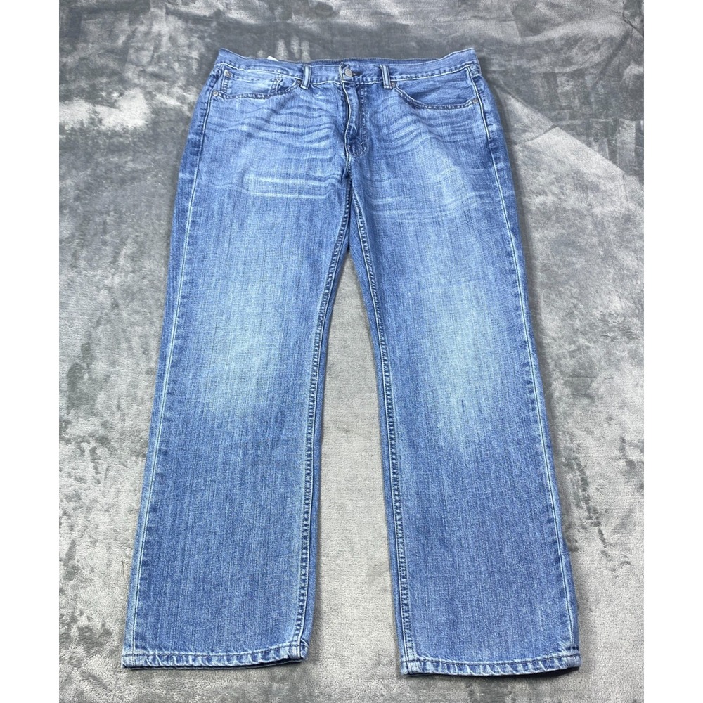 Levis 514 Jeans Men Fits 36x29 Light Wash Blue Denim Pants Straight Fit Faded